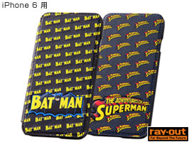 バットマン、スーパーマン・ポップアップ・ブックカバータイプ・レザージャケット for iPhone 6