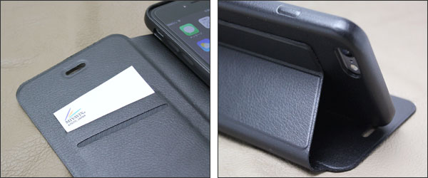 PU レザーケース スタンド機能付き for iPhone 6 Plus のカードホルダーが2枚収納可能