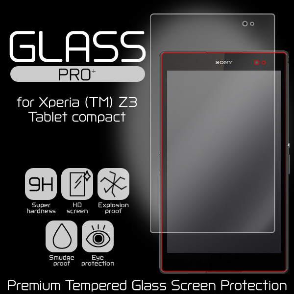 GLASS PRO+ Premium Tempered Glass Screen Protection for Xperia (TM) Z3 Tablet compact