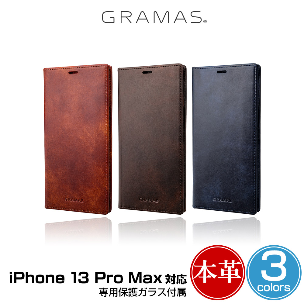 GRAMAS Museum-calf Genuine Leather Book Case for iPhone 13 Pro Max