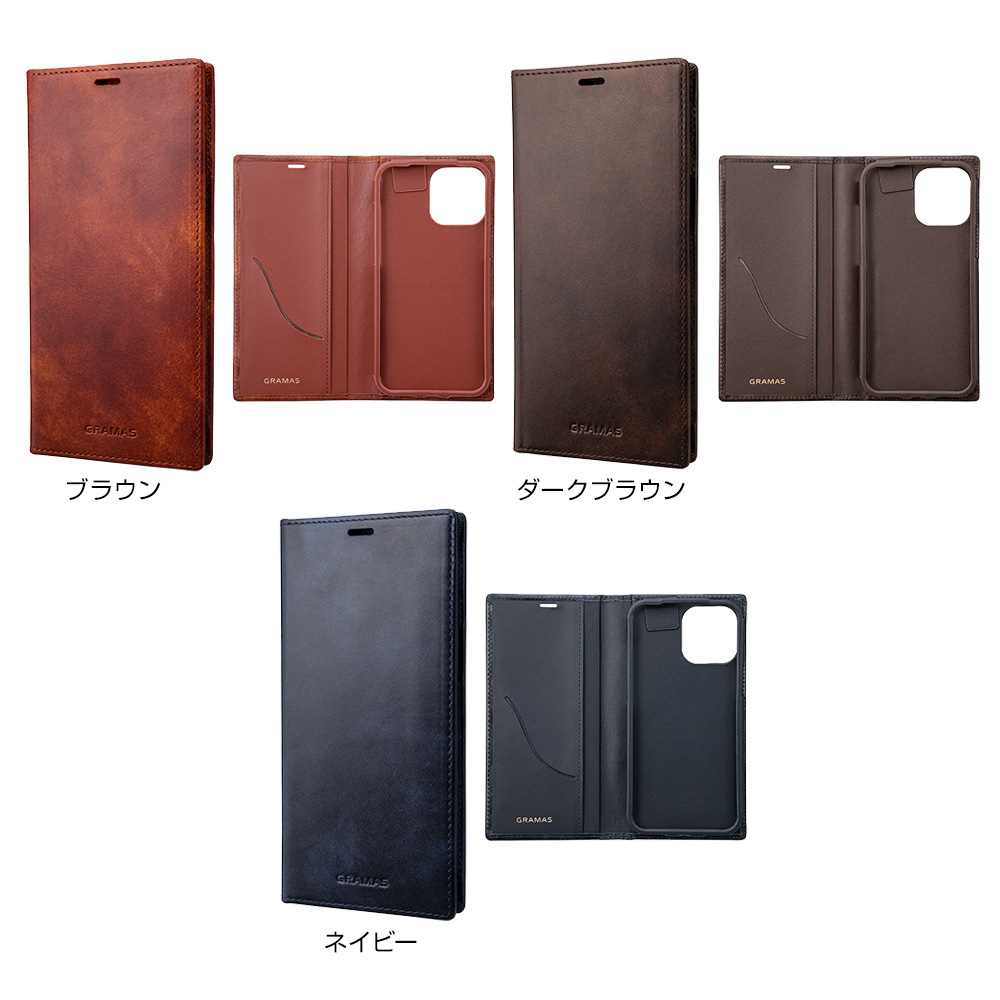 GRAMAS Museum-calf Genuine Leather Book Case for iPhone 13 Pro Max