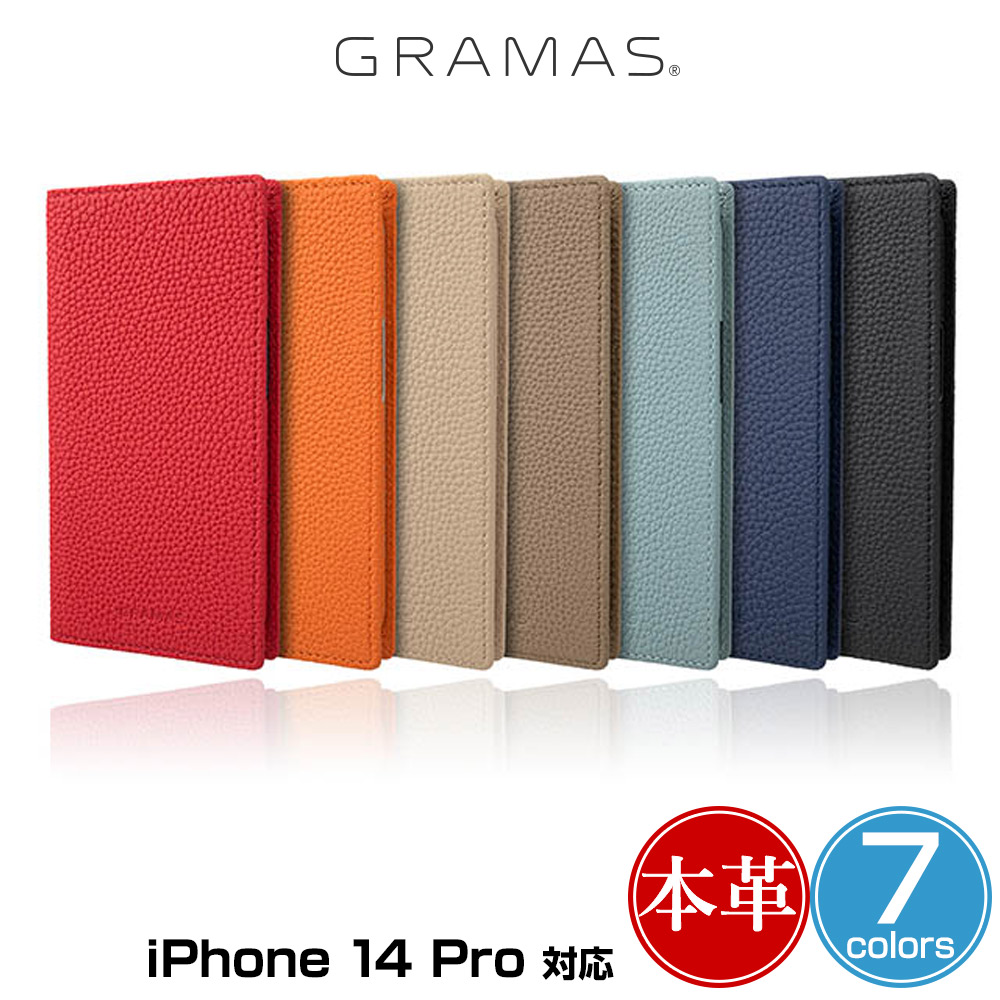 GRAMAS Shrunken-calf Leather Book Case for iPhone 14 Pro