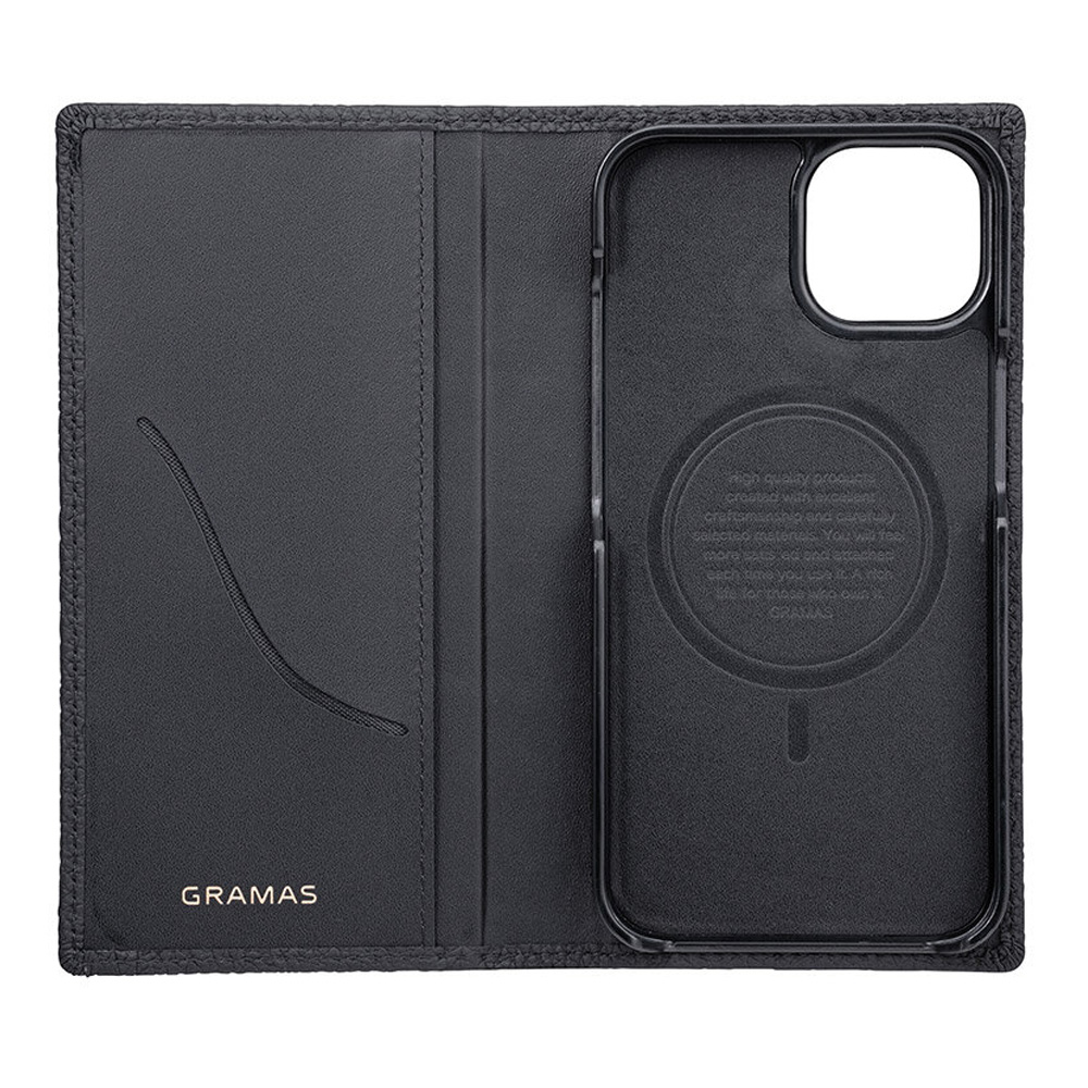 GRAMAS Shrunken-calf Leather Book Case for iPhone 14 Plus