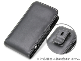 保護フィルム PDAIR レザーケース for htc EVO 3D ISW12HT ベルトクリップ付バーティカルポーチタイプ(ブラック)