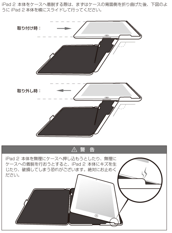 取扱説明図 PDAIR アルミケース for iPad 2