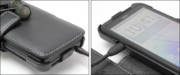 PDAIR レザーケース for htc EVO 3D ISW12HT 横開きタイプ(ブラック)
