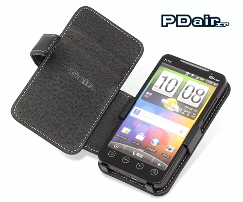 PDAIR レザーケース for htc EVO WiMAX ISW11HT 横開きタイプ(ブラック)