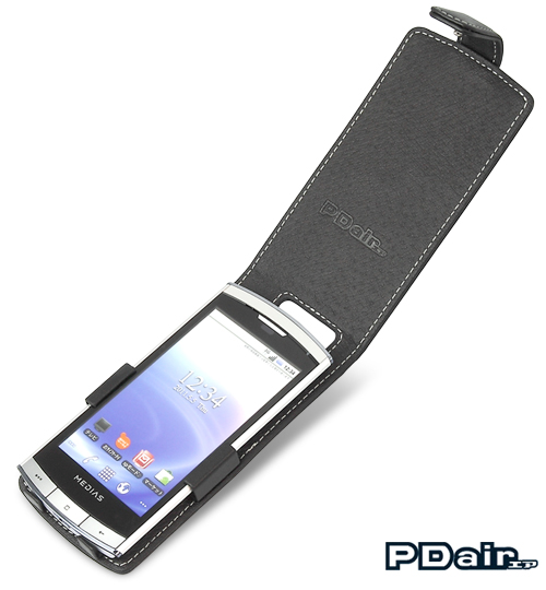 PDAIR レザーケース for MEDIAS N-04C 縦開きタイプ