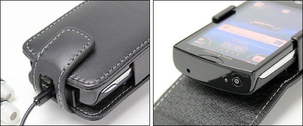 PDAIR レザーケース for Sony Ericsson mini (S51SE) 縦開きタイプ(ブラック)