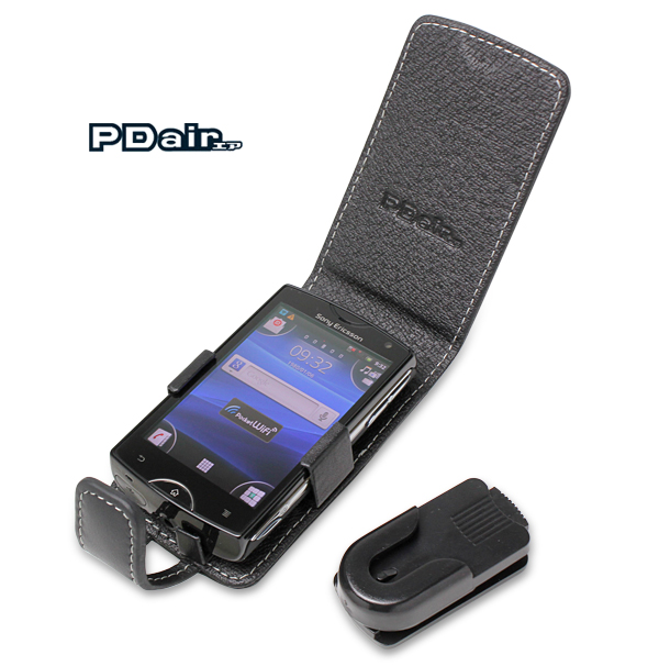 PDAIR レザーケース for Sony Ericsson mini (S51SE) 縦開きタイプ(ブラック)