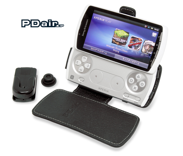 PDAIR レザーケース for Xperia PLAY SO-01D 横開きタイプ(ブラック)