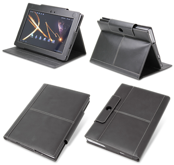 PDAIR レザーケース for Sony Tablet Sシリーズ 横開きタイプ Ver.2(ブラック)