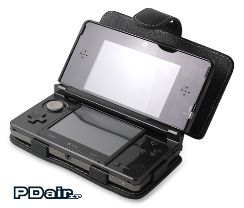 PDAIR レザーケース for ニンテンドー3DS 横開きタイプ(ブラック)