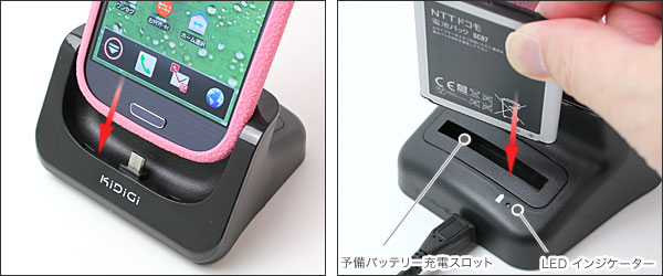 Kidigi USBカバーメイトクレード for GALAXY S III SC-06D with 2ndバッテリー充電器