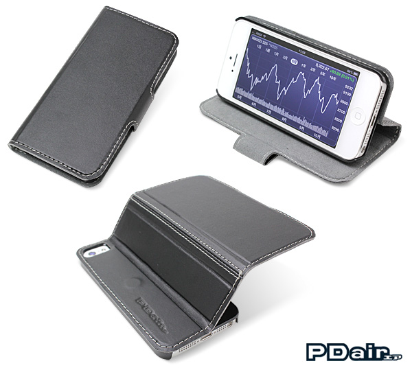 PDAIR レザーケース for iPhone 5 横開きタイプ(スタンド機能付)