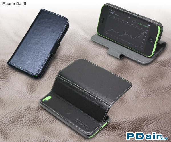 PDAIR レザーケース for iPhone 5c 横開きタイプ(スタンド機能付)