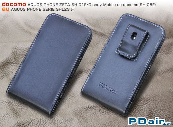 PDAIR レザーケース for AQUOS PHONE ZETA SH-01F ベルトクリップ付バーティカルポーチタイプ