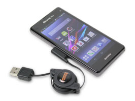 マグネット充電リールケーブル USBオス for Xperia (TM) Z3 Tablet Compact/Z3 Compact/Z3/Z2/A2/ZL2/Z2 Tablet/Z1 f/Z1/Z Ultra