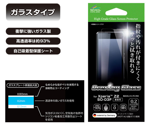 OverLay Glass for Xperia(TM) Z2 SO-03F 裏面用保護ガラスシート