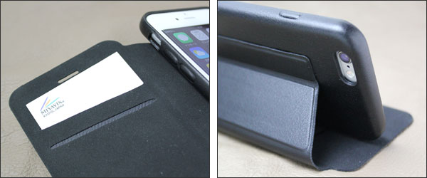 PU レザーケース スタンド機能付き for iPhone 6 ICカードなどを収納するのに便利なカードポケットが2ヶ