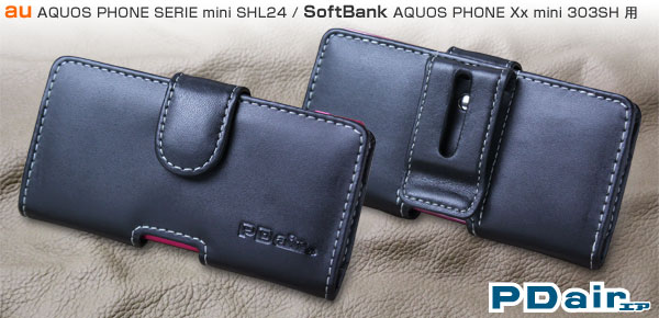 PDAIR レザーケース for AQUOS PHONE SERIE mini SHL24/AQUOS PHONE Xx mini 303SH ポーチタイプ
