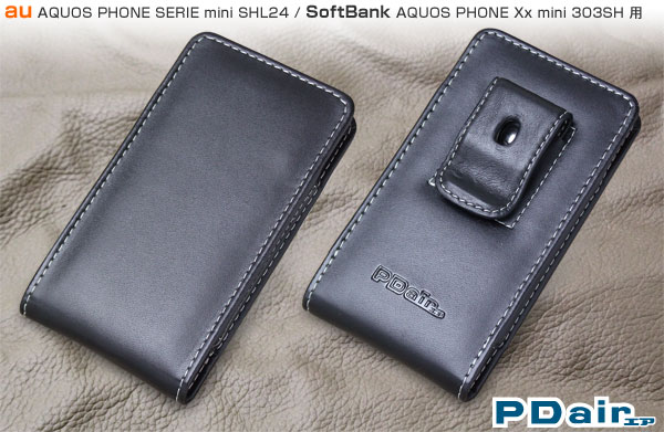 PDAIR レザーケース for AQUOS PHONE SERIE mini SHL24/AQUOS PHONE Xx mini 303SH ベルトクリップ付バーティカルポーチタイプ