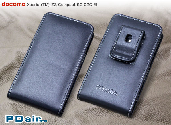 PDAIR レザーケース for Xperia (TM) Z3 Compact SO-02G ベルトクリップ付バーティカルポーチタイプ