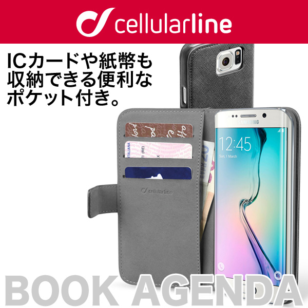 cellularline Book Agenda 手帳型 レザーケース for Galaxy S6 edge SC-04G/SCV31