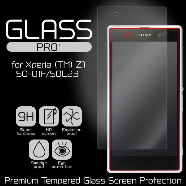 GLASS PRO+ Premium Tempered Glass Screen Protection for Xperia (TM) Z1 SO-01F/SOL23