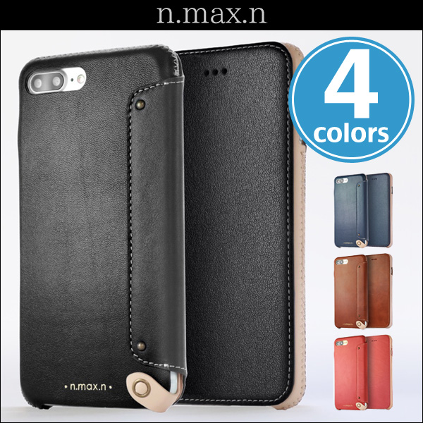 n.max.n New Minimalist Series 本革縫製ケース　画面カバー有り（Book型）タイプ for iPhone 8 Plus / iPhone 7 Plus