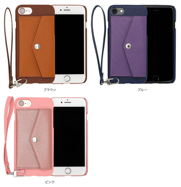 顼 RAKUNI LIGHT PU Leather Case Pocket Type with Strap for iPhone 7