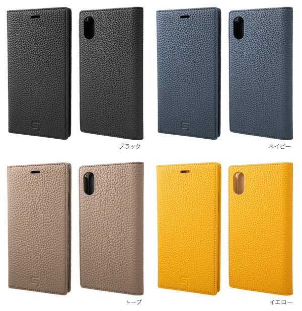 カラー GRAMAS Shrunken-Calf Leather Book Case for iPhone XS
