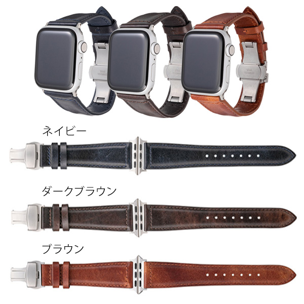 カラー GRAMAS Museum-calf Genuine Leather Watchband for Apple Watch(44mm 42mm)