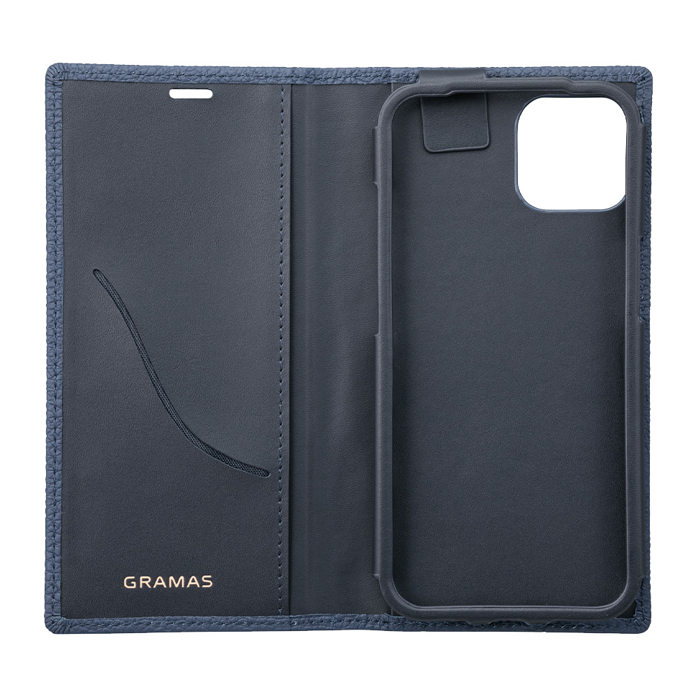 GRAMAS Shrunken-calf Leather Book Case for iPhone 13