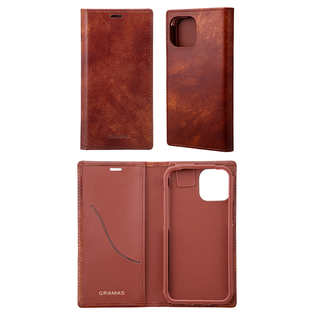 GRAMAS Museum-calf Genuine Leather Book Case for iPhone 13 mini