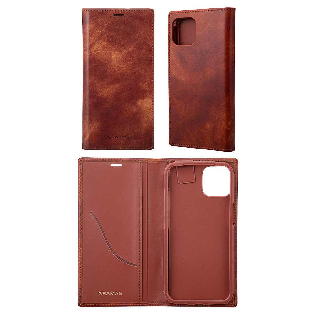 GRAMAS Museum-calf Genuine Leather Book Case for iPhone 13