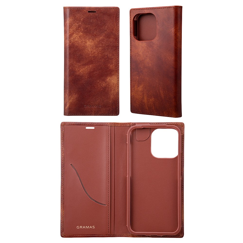 GRAMAS Museum-calf Genuine Leather Book Case for iPhone 13 Pro
