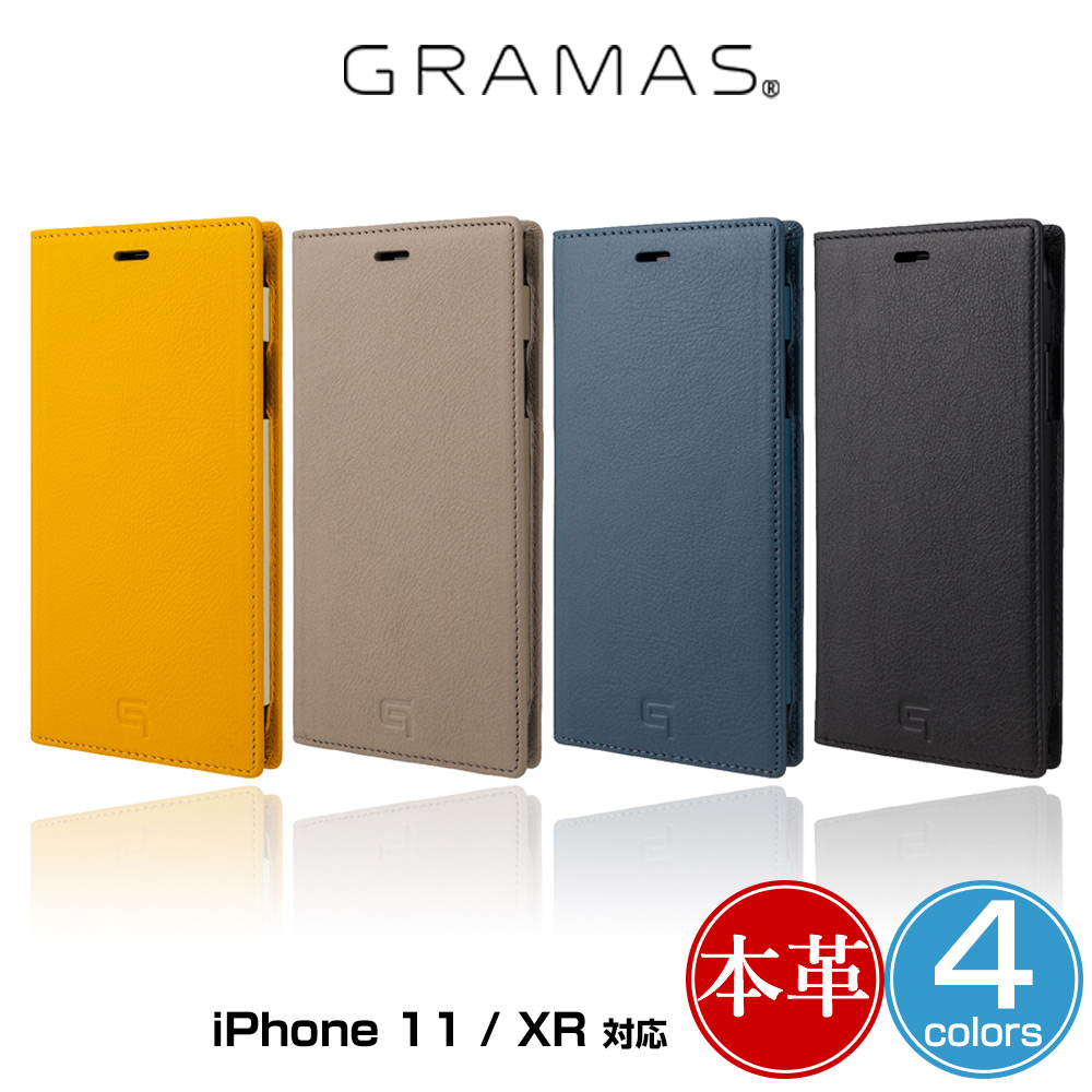 GRAMAS Italian Genuine Leather Book Case for iPhone 11 iPhone XR