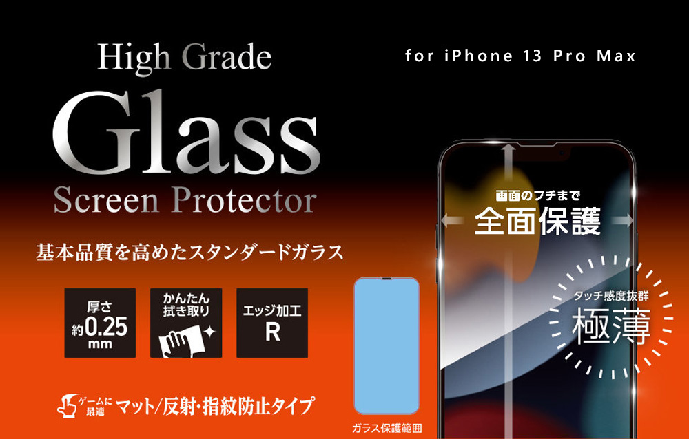 High Grade Glass Screen Protector ハイグレードガラス for iPhone 13 Pro Max マット