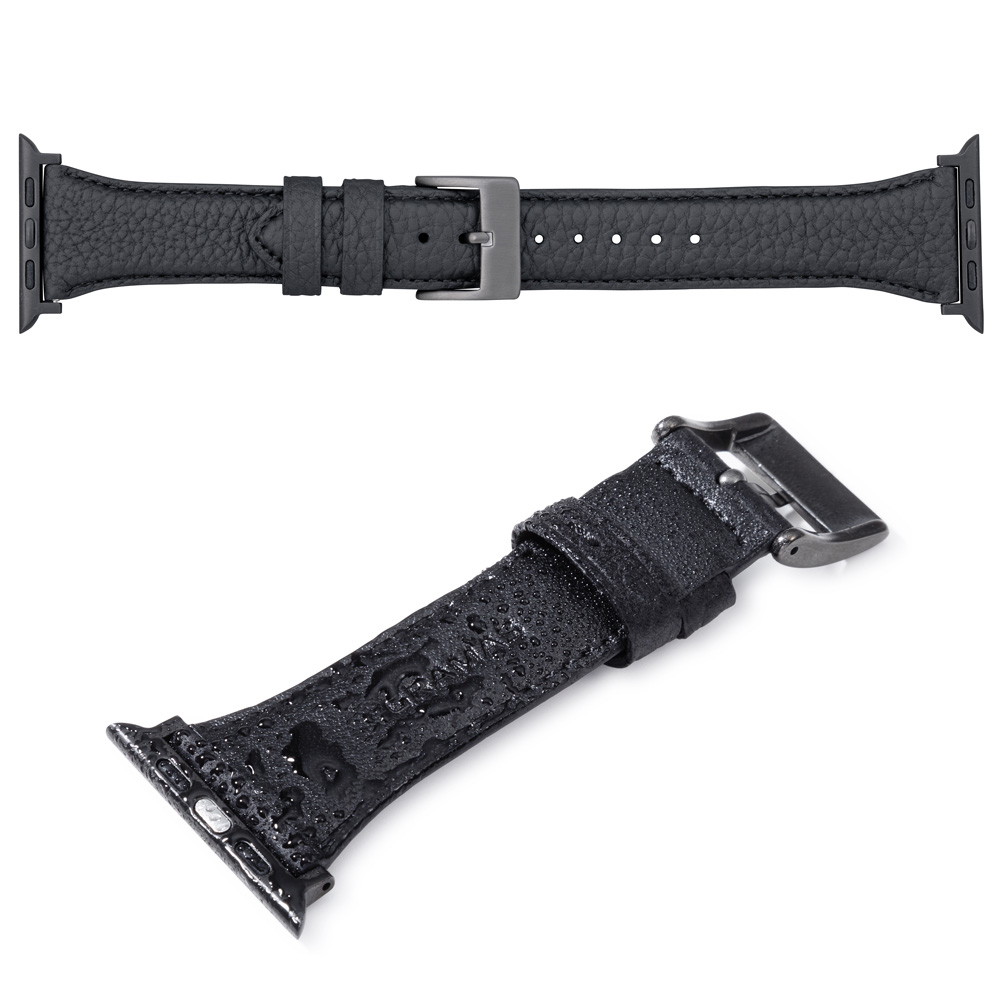 GRAMAS German Shrunken-calf Genuine Leather Watchband Pin Buckle Type for Apple Watch(45mm 44mm 42mm)