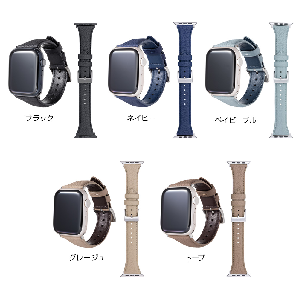 カラー GRAMAS German Shrunken-calf Genuine Leather Watchband Pin Buckle Type for Apple Watch(45mm 44mm 42mm)