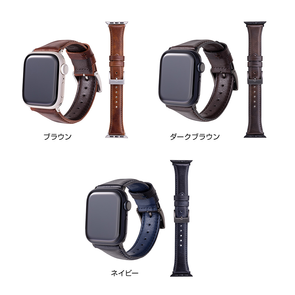 顼 GRAMAS Italy museum-calf Genuine Leather Watchband Pin Buckle Type for Apple Watch(41mm 40mm 38mm)