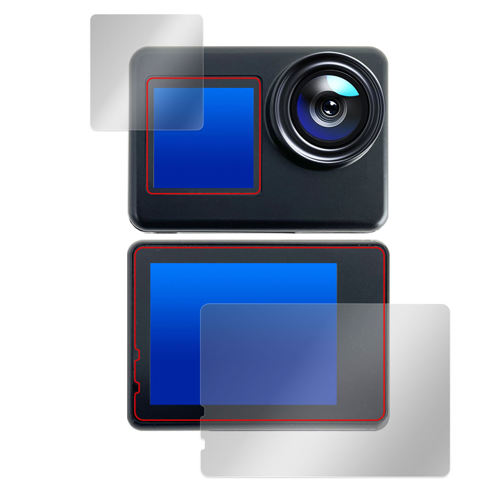 Surfola アクションカメラ SF530 メインディスプレイ・サブディスプレイセット 液晶保護フィルム