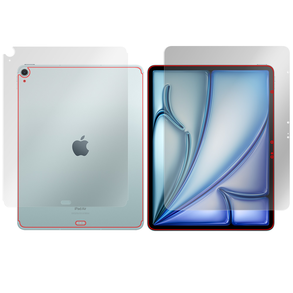 iPad Air (13インチ) (M2) (2024) Wi-Fi + Cellularモデル 表面・背面セットの保護フィルム