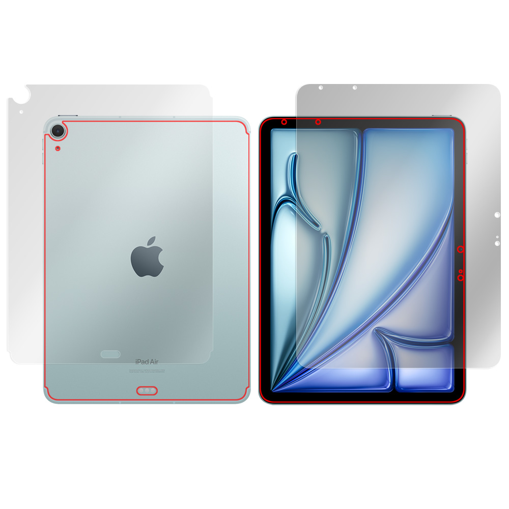 iPad Air (11インチ) (M2) (2024) Wi-Fi + Cellularモデル 表面・背面セットの保護フィルム