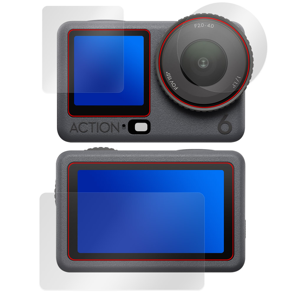 DJI Osmo Action 6 フロント画面・リア画面・レンズ用セットの保護フィルム